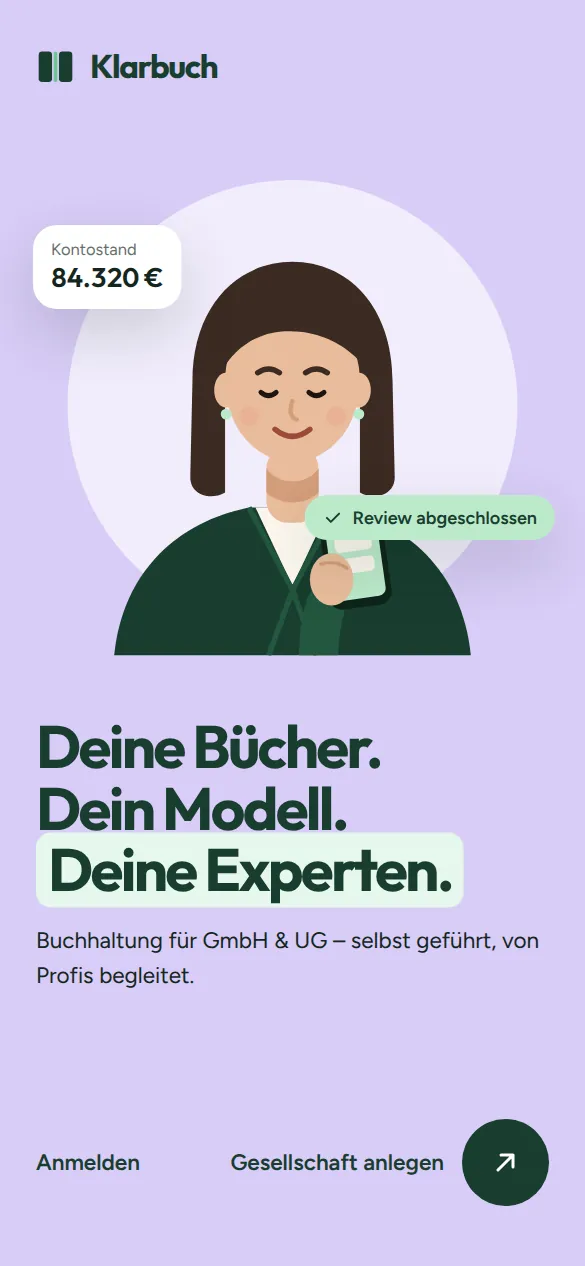 Klarbuch-Produktansicht: App: Start (Beispieldaten)
